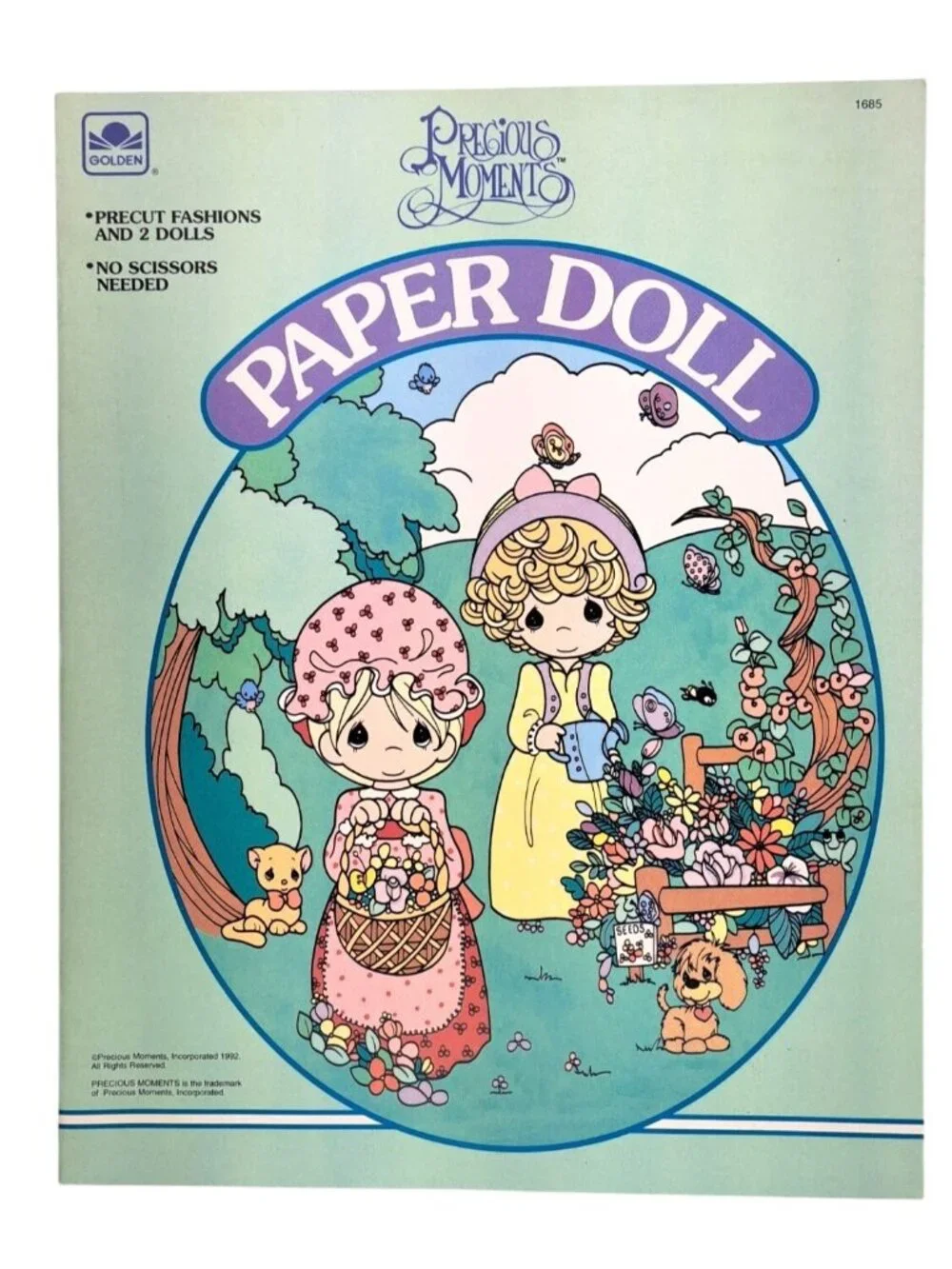 Vintage Precious Moments Paper Doll Book 1992 Golden Book New With Receipt Dog